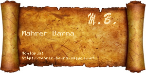 Mahrer Barna névjegykártya
